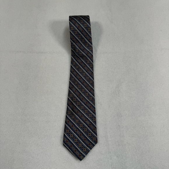 Yves Saint Laurent 100% Silk Neck Tie Mens Blue Maroon - Picture 1 of 6